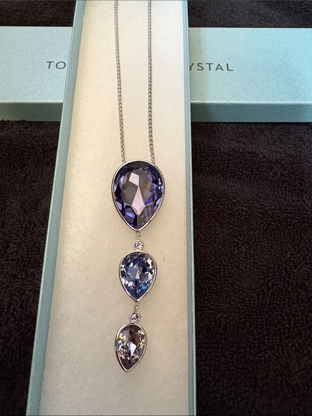 Touchstone Crystal Triple Teardrop Pendant Necklace - Purple